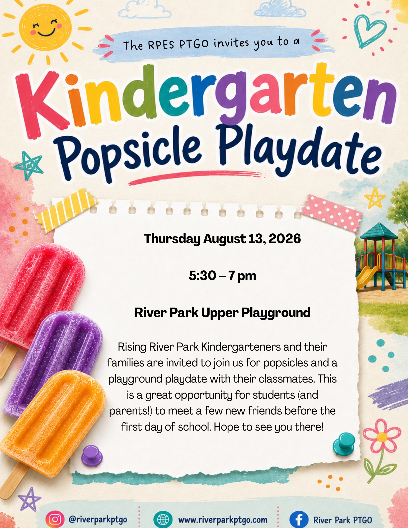 Kindergarten Popsicle Playdate Flyer